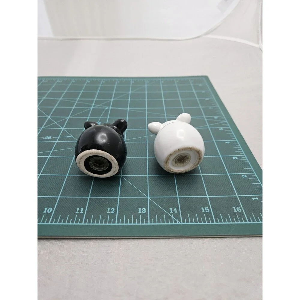 Ceramic Pig Salt & Pepper Shakers Set Small Black & White